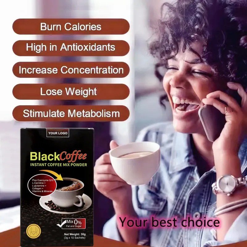 Private Label Natural Ingredient Sugar Free Fat Burn Instant Coffee Powder Weight Loss Slimming Black Coffee Powder