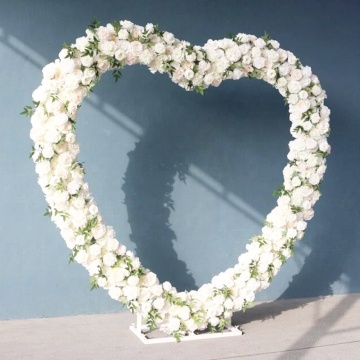 Personalized Boho Metal Iron White Gold Heart Shape Balloon Arch for Wedding