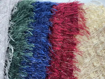 Shiny Lurex Long Hair Jacquard Knitted Fabric