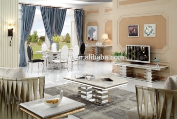 luxury modern stainless steel dining table and chairs AH066