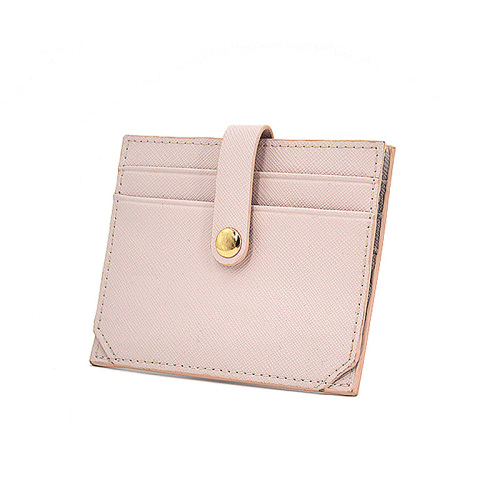Pu Saffiano Leather Credit Card Holder with Zipper