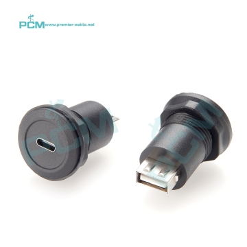 22mm USB Type C Female to Type A Female Jack Round Panel Mount Connector: High-Quality Compatibility Solution