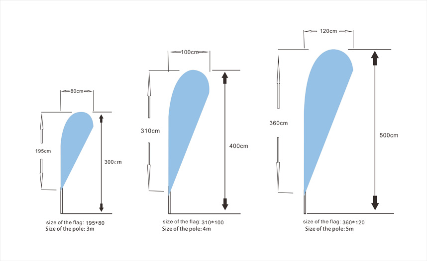 teardrop flag size list