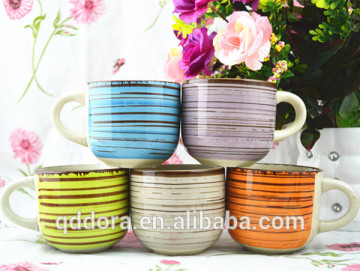 2014 Hot Sell hot chocolate mug/High Quality Glazed Handpainted Mugs