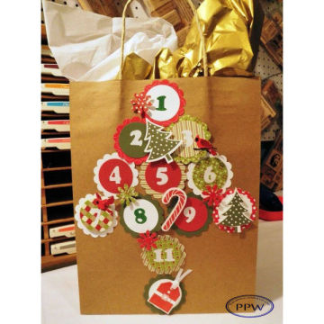3D brown christmas paper decorative bags Wholesale (High quality)