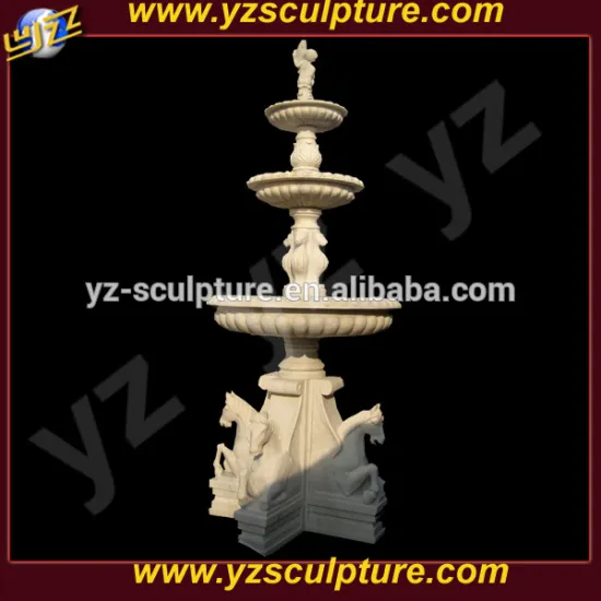 carving stone garden fountain with horse statue