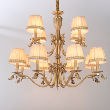 Modern Luxury Hotel Lobby Decoration with Large Copper Chandelier