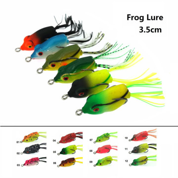 Topwater Frog Eure 3.5cm 5.5g - إغراء صيد السنانير المزدوج للباس ، رأس الأفعى ، Pike
