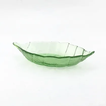 Green Leaf Glass Dish plate