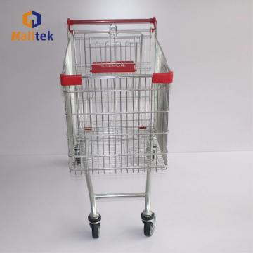 Gray Metal Shopping Cart PU Wheeled Trolley