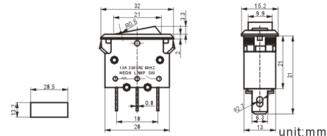 IRS-1-R15-1 rocker switch