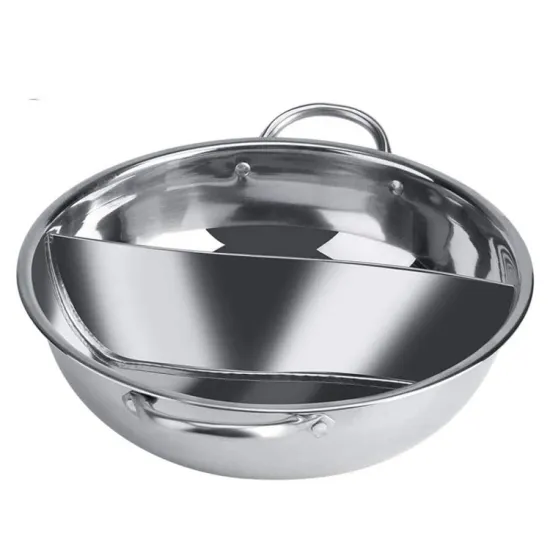 Wholesale Stainless Steel Hot Pot 2 Compartment Flavor Induction Cooker Separation Induction Polishing Soup Cooking Pot