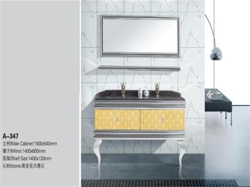 Bathroom Furniture Floor Mounted Double Sink Stainless Steel Bathroom Cabinet