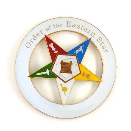 Order of the Eastern Star Gavel Car Emblem - 3 Inch Round Masonic Auto Emblem