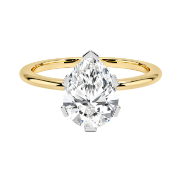 18k အဝါရောင်ရွှေဓာတ်ခွဲခန်းစိန် Solitaire လက်စွပ်