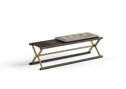 Modern Footrest Stool Bench with Metal X Legs