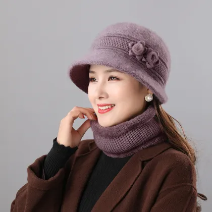 Grandma Hat and Windproof Scarf Set - Fashionable and Versatile for Middle-aged and Elderly Women