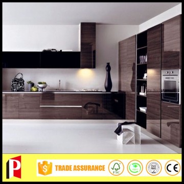 High gloss wood veneer kitchen cabinets design melamine board on particleboard/plywood/mdf