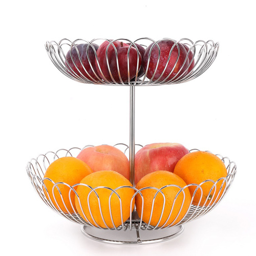 2-tier stainless steel metal wire fruit vegetable basket