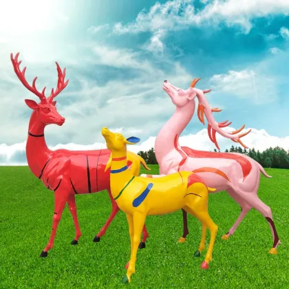 Life size fiberglass sika deer sculpture