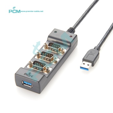 USB3.0 to Serial RS232 3-Port Distribution Box Converter Adapter for Modems, Scanners, and Label Printers