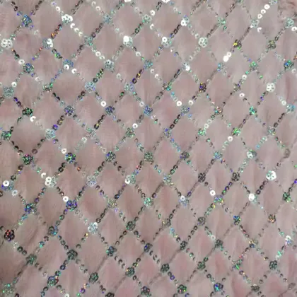 Best Quality Grid Sequin Embroidered Fabric, Textiles, Fleece, and Velvet Fabric Manufacturer