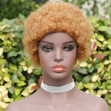 Wholesale Light Brown Short Pixie Cut Wig Human Hair Wigs Kinky Curl Human Hair Wigs Peruvian Hair