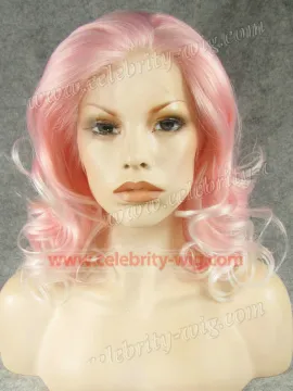 Pink Ombre White Elegant Curly Synthetic Lace Front Wig