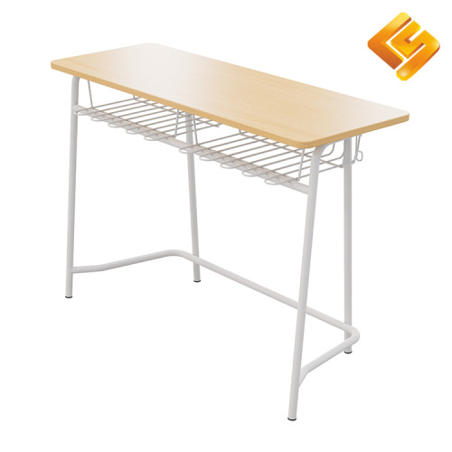 Masă de studiu dublă cu țeavă rotundă albă