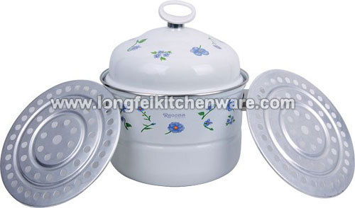 24cm Enamel Steamer With Double Handle