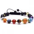 Gemstone Planetary bracelet Natural Stone Quartz Elastic Adjustable Bracelet for Men Women