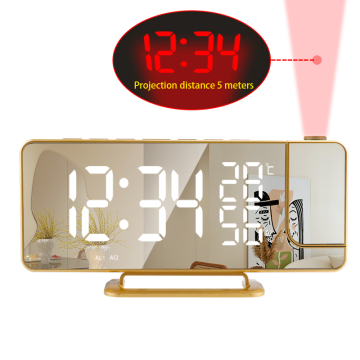 アラームと充電器を備えた3Dデジタルプラスチックカレンダークロック-Gold/Black