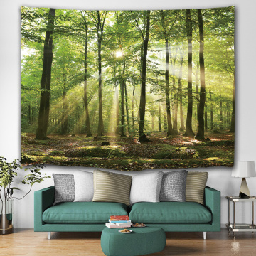 Forest Tapestry Wall Hanging Trees Trunk Nature Green Sunlight Wall Tapestry for Livingroom Bedroom Dorm Home Decor