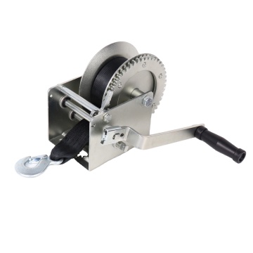 Heavy Duty 2000LBS Steel Trailer Black Belt Crank Gear Winch for ATV and Boats