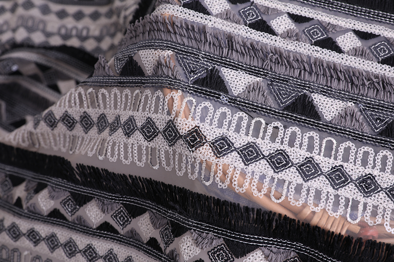 Black White Sequin Fabric