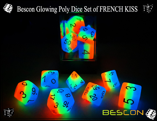 Bescon Glowing Poly Dice Set of FRENCH KISS-6