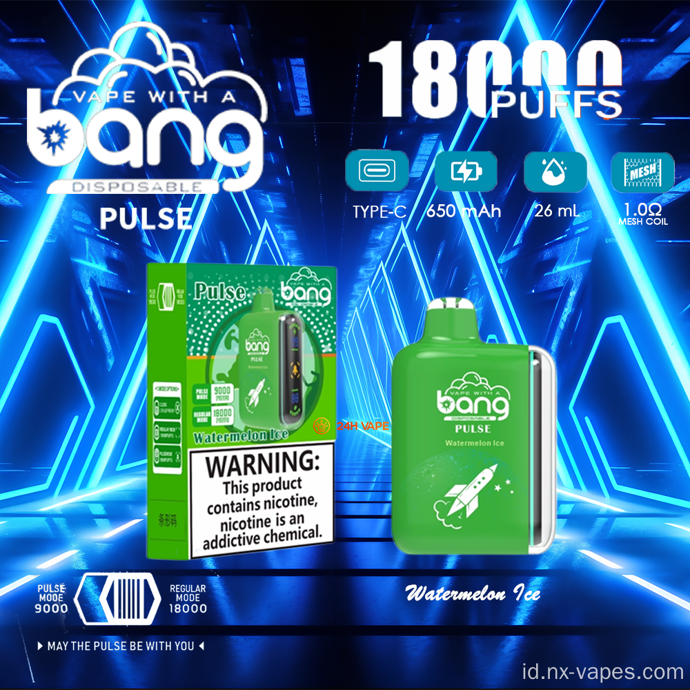 Bang pulsa 18000 puff ganda mesh sekali pakai vape