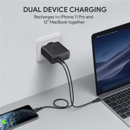 AUKEY PA-D5 60W Dual-Port PD Wall Charger - EU Standard Black