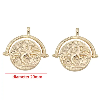 Jewelry Accessories 14K Gold Plated Coin Pendant for Necklace Making