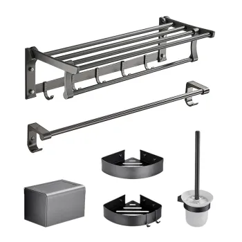 Wholesale Contemporary Sanitary Ware 5-Piece Black Accessory Bathroom Set Made of Aluminum Alloy from China