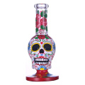 9.4in Hippiesglass, terror dibujado a mano de vaso de vidrio de vidrio, lindo bong de flores, tubería de agua de vidrio de borosilicato, cachimba de vidrio