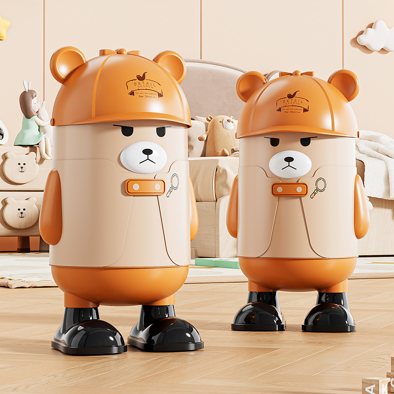 Plastic Trash Can with Bear Design for Kitchen and Bathroom