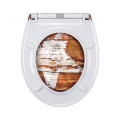 Fanmitrk Toilet Seat Vintage Wood-Colored White Star Pattern