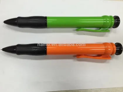 green and orange giant retractable plastic pen