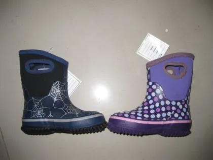 Neoprene knee high heel boots for kids
