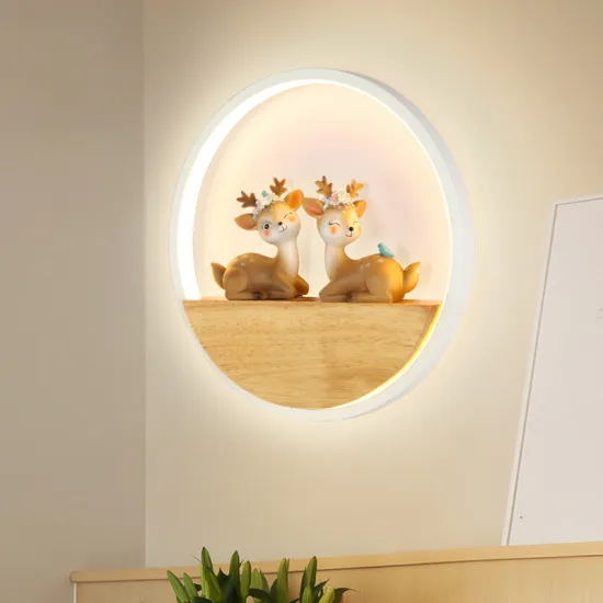 Japanese-Style Circular Minimalist LED Log Background Wall Lamp for Living Room and Bedroom