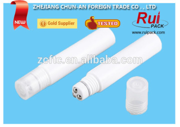 Roll on plastic PE tube packaging,white roll on PE cosmetic tube for eye cream