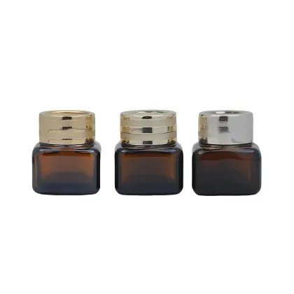 High Quality Square Brown 15ml Glass Eye Cream Jar