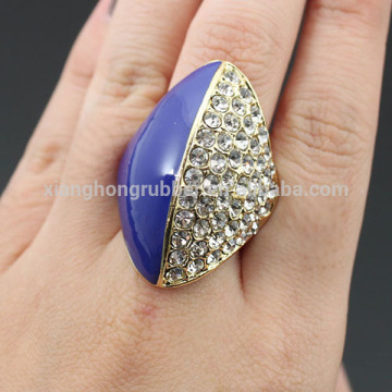 Enamel Rhinestone Fashion Stretch Ring