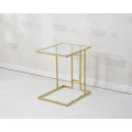 Elegante mesa lateral de acero inoxidable chapado en oro